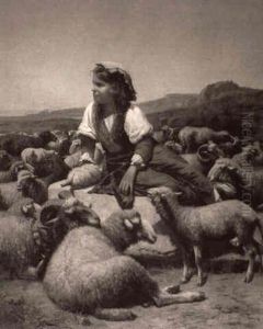 Shepherdess With Her Flock Shepherdess With Her Flock