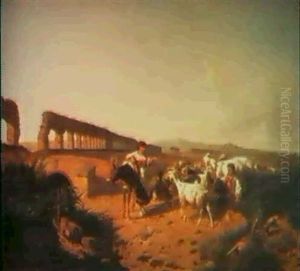 Goatherders In The Roman Campagna by Andras Marko