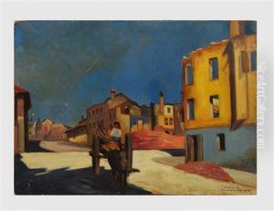 Nocturnal Street With Figures In Cart