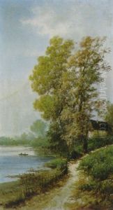 Paesaggio Fluviale Con Caseggiato E Sentiero by Henry Marko