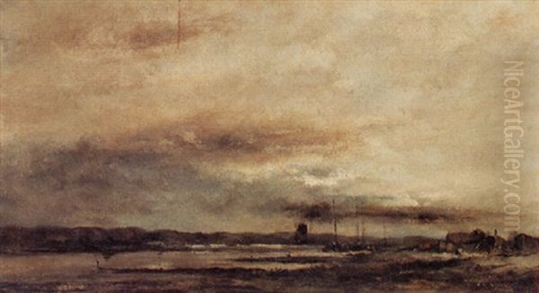 Riverlandscape With Boats And A House - view 1