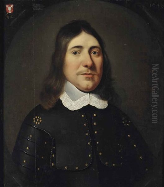 Portrait Of A Gentleman, Bust-length, In Armour With A White Lace Collar, In A Painted Cartouche - view 1