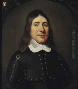 Portrait Of A Gentleman, Bust-length, In Armour With A White Lace Collar, In A Painted Cartouche