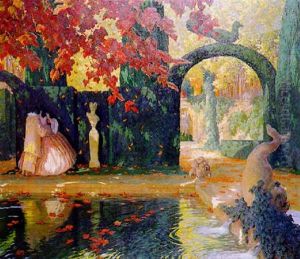 Pierrot Et Colombine Dans Un Parc A L'automne by Francois Marie Leon de Marliave