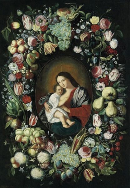 Madonna Mit Kind In Einem Kranz Von Blumen Und Fruchten - view 1