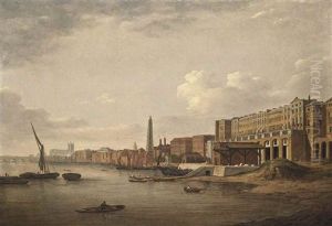 View Of The London Riverfront From Westminster To The Adelphi