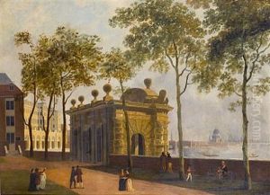 A View Of The Thames From The Buckingham Stairs Water Gate Towards The Adelphi Terrace, Saint Paul's Cathedral Beyond
