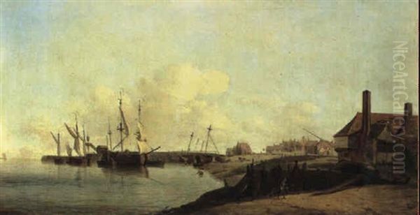 Coastal View With Figures And Boats At Yarmouth - view 1