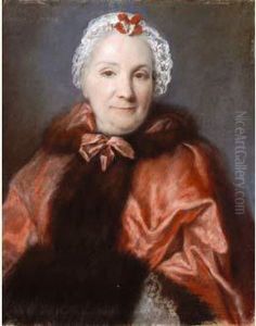 "portrait De Femme A La Veste Rouge Bordee De Fourrure" by Pierre Bernard
