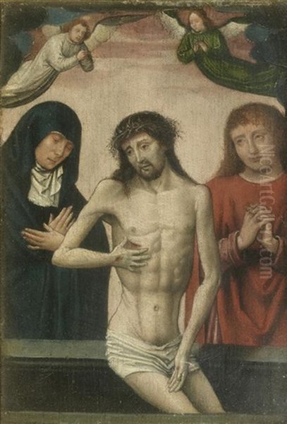 Le Christ Entre La Vierge Et Saint Jean-baptiste Entoure D'anges - view 1