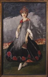 La Dame A La Rose by Ernest Marneffe