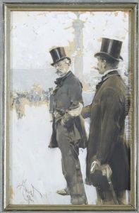 Konverserande Herrar Pa Place De La Bastille, Paris by Ludwig, Ludek Marold