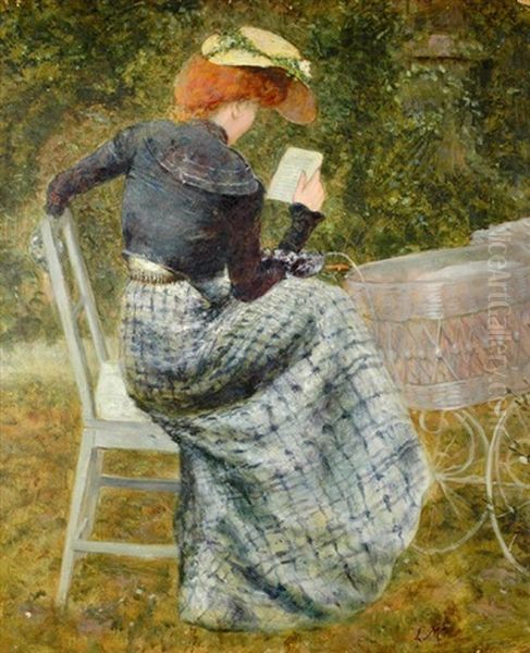 Reading Lady With Pram - view 1