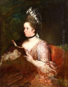 Portrait Of A Lady Reading, Seated In An Interior by Anton von Maron