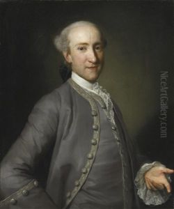 Portrait Of A Gentleman, Half Length, In A Grey Dress Coat With Silver Embroidered Trim And Matching Waistcoat by Anton von Maron