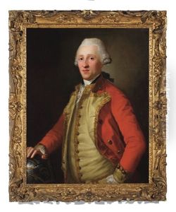 Portrait Of An Eighteenth Century Gentleman In Gold Trimmed Red Coat by Anton von Maron