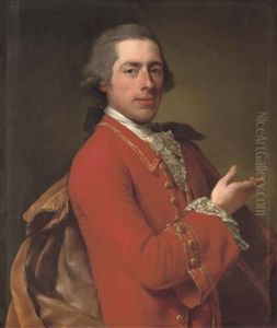 Portrait Of Francis William Skipwith In A Red Coat With Gold Trim And Buttons by Anton von Maron