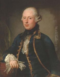Portrait Of Thomas Charles Bigge, Of Benton House, Northumberland, Half-length, In A Blue Coat With Gold Trim, Holding A Pair Of Gloves In His Right Hand, Beside A Plinth