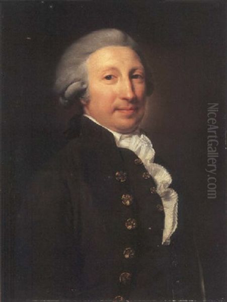 Portrait Of A Gentleman In A Green Coat And Waistcoat With Gold Buttons - view 1