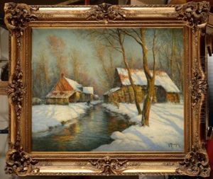 Paysage Enneige Au Ruisseau by Georges-Philibert-Charles Maroniez