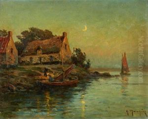 Voilier Au Clair De Lune by Georges-Philibert-Charles Maroniez
