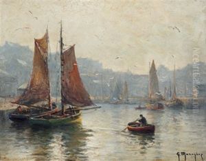 Bateau De Peche Dans Un Port by Georges-Philibert-Charles Maroniez