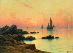 Marine Au Coucher De Soleil by Georges-Philibert-Charles Maroniez