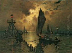 Fischerhafen Im Mondschein Fischerhafen Im Mondschein