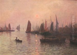 Retour De La Flotille, Soleil Couchant by Georges-Philibert-Charles Maroniez