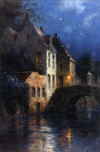 Bruges De Nuit, Le Pont Des Chevaux, Quai Vert