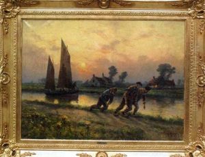 Scene De Halage by Georges-Philibert-Charles Maroniez