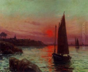 Fischerboot In Abendrot