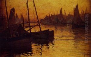 Bateaux Au Port Au Crepuscule by Georges-Philibert-Charles Maroniez
