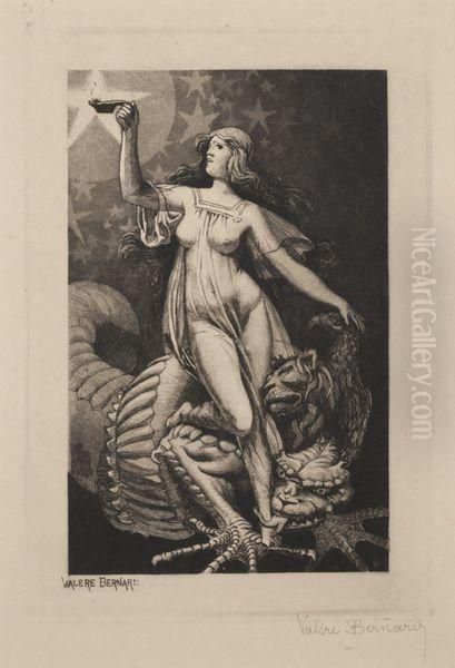Femme A La Lampe, Monstres A Ses Pieds - Allegorie Du Savoir - view 1