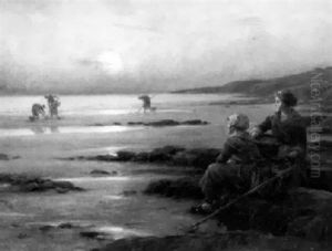 Les Pecheurs Au Soleil Couchant by Georges-Philibert-Charles Maroniez