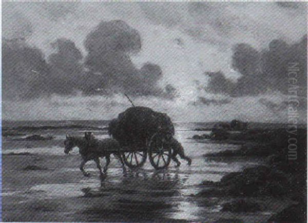 Seetangsammler An Der Abendlichen Kuste Der Normandie - view 1