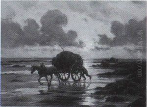 Seetangsammler An Der Abendlichen Kuste Der Normandie Seetangsammler An Der Abendlichen Kuste Der Normandie