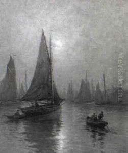 Morgenstimmung Uber Einem Fischerhafen by Georges-Philibert-Charles Maroniez