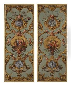 Zephir, Flore, Bacchus, Mercure Et Argus (+ L'enlevement De Dejanire, Apollon Et Daphne, Neptune Entoures De Putti Et De Guirlandes De Fleurs; Pair) by Daniel the Elder Marot
