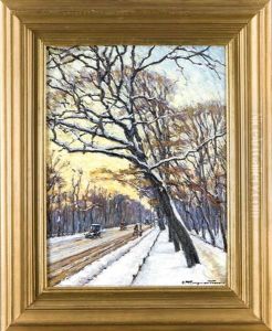 Blick Auf Die Verschneite Charlottenburger Chaussee Vor Dem Bhf Tiergarten In Berlin by Otto Marquardsen