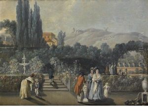 Figures In An Ornamental Garden, A Landscape Beyond thumbnail