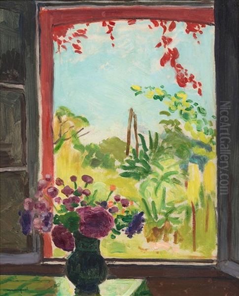Figures Feasting In A Formal Garden - view 1