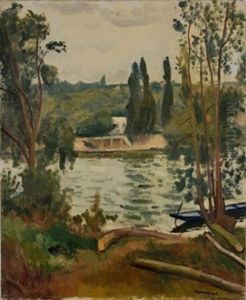 Figures Feasting In A Formal Garden by Albert Marquet