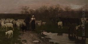 Schafer Und Magd Im Gesprach by Carl von Marr