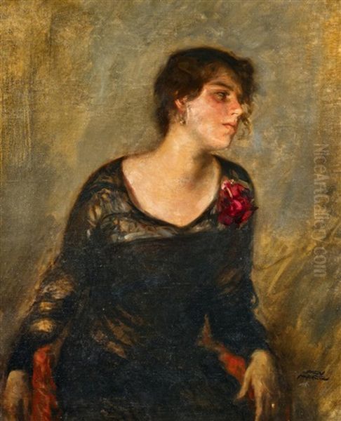 Dora Marr, Sitzend Im Schwarzen Kleid - view 1