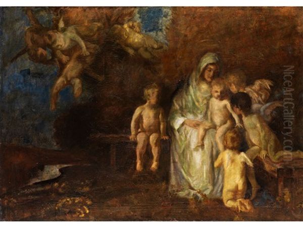 Maria Mit Dem Jesuskind Von Putten Umgeben - view 1