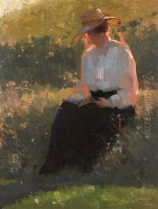 Lesende Dame In Der Morgensonne by Carl von Marr
