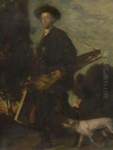 Selbstportrat Mit Feldstaffelei (+ Study, Verso) by Carl von Marr