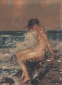 Frau In Der Brandung by Carl von Marr