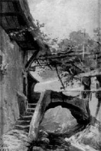 Blick Auf Ein Bauernhaus Mit Steinerner Bogenbrucke by Carl von Marr